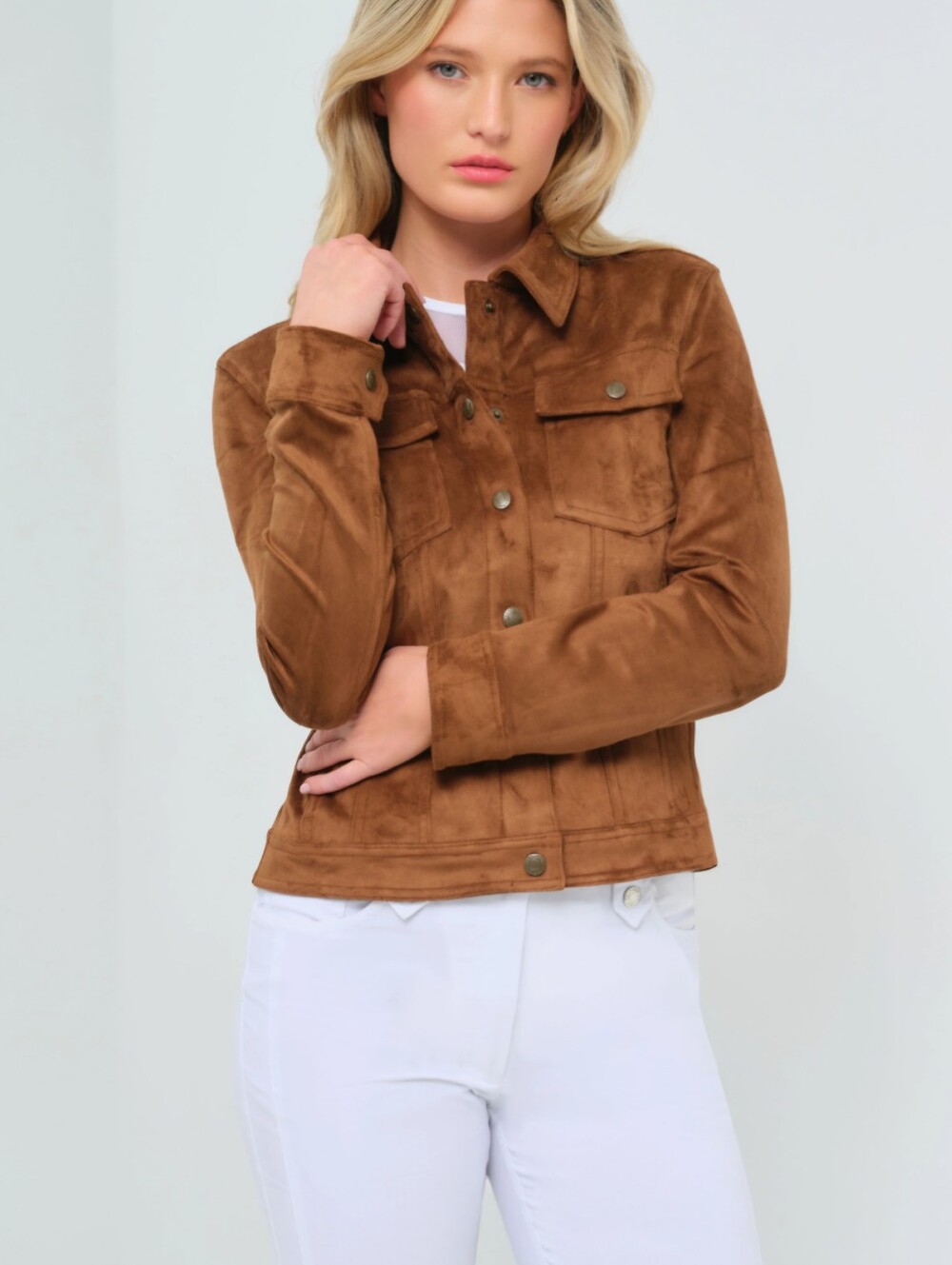 Anatomie Women's Large Delilah Faux Suede Trucker Jacket New With Tags